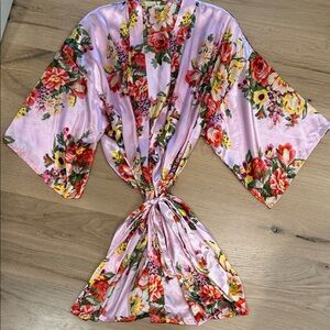 Floral Satin Kimono Robe
